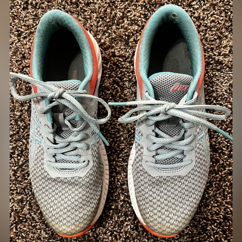 Asics Women's Light Blue, Coral, and Gray Running/Walking Shoes